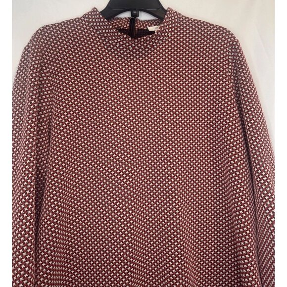 Tyler Boe Women’s Chrissy Red Black Faux Leather Long Sleeve Knit Tunic Top Sz L - Picture 2 of 9